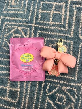 Polly Pocket Pink Bow Keychain Charm
